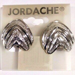 ✨ Vintage Jordache Silver-Tone Clip-On Earrings – Bold & Elegant Women's Jewelry